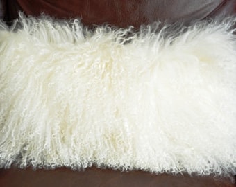 Mongolian Lamb Natural White Fur Sheepskin 18 x 8