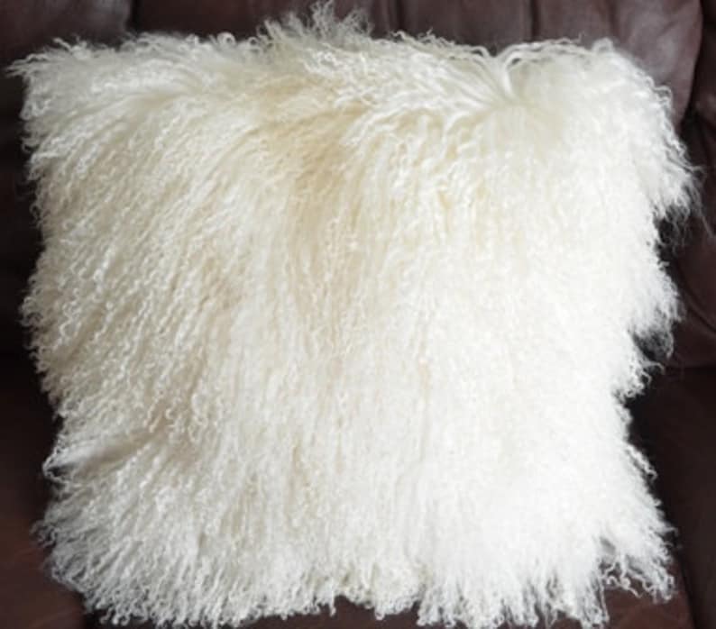 Mongolian Lamb Fur Natural White Fur Pillow Cover 16 Etsy