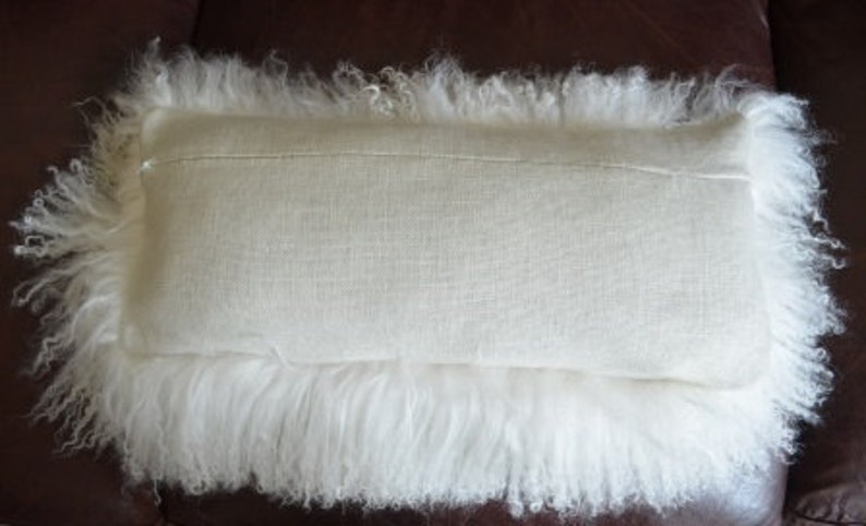 Fur Pillow Mongolian Natural White Fur Sheepskin