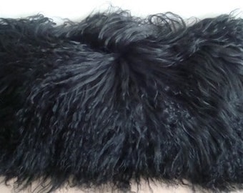 14 x 36 Mongolian Lamb  Modern Contemporary Decorative Fur Pillow