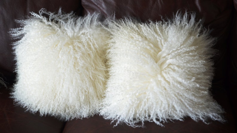 Mongolian Lamb Fur Pillows Pair of 10 image 3