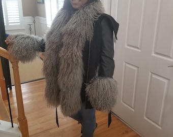 Vintage Gorgeous Genuine Leather Mongolian Fur Jacket in