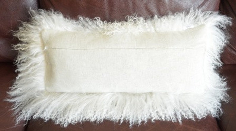 Fur Pillow Mongolian Natural White Fur Sheepskin