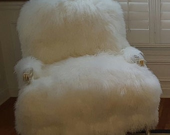 Fur Chair Sheepskin Bergere Style