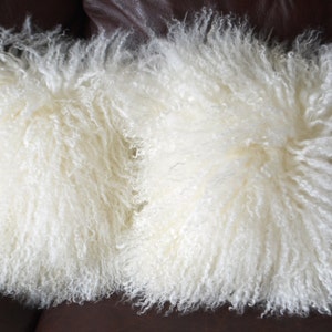 Mongolian Lamb Fur Pillows Pair of 10 image 2