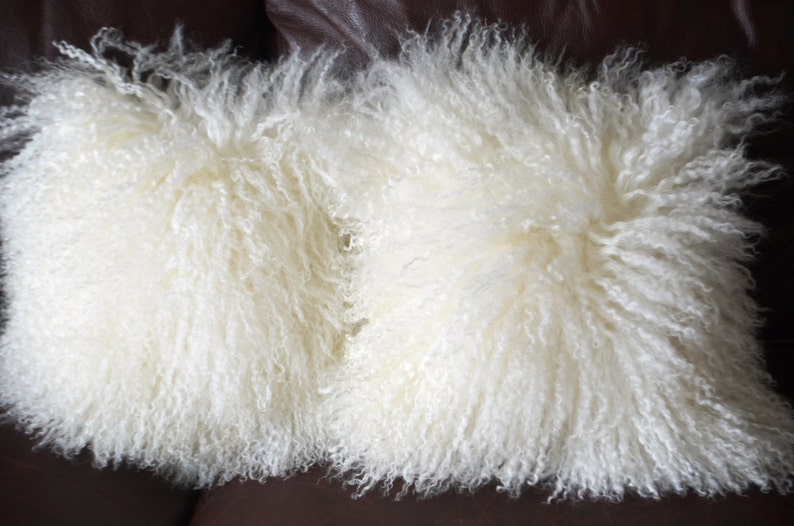 Mongolian Lamb Fur Pillows Pair of 10 image 2