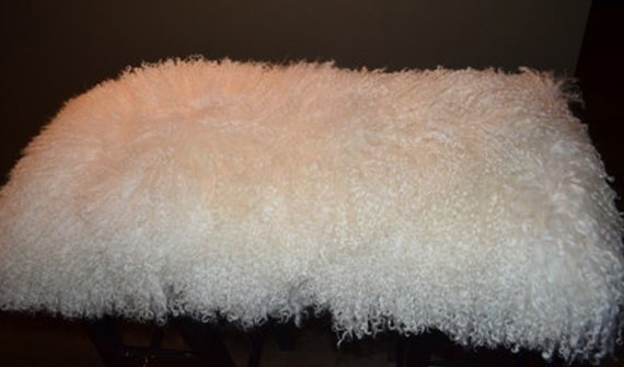 Ivory White Mongolian Lamb Fur Pillow / Cushion