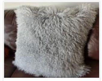 26" Mongolian Sheepskin  Fur Pillow