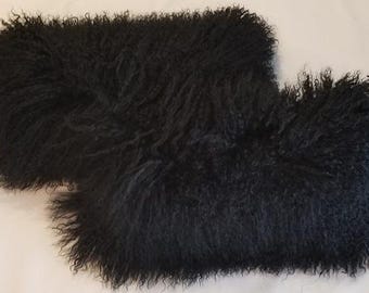 14 x 36 Mongolian Lamb  Modern Contemporary Decorative Fur Pillow