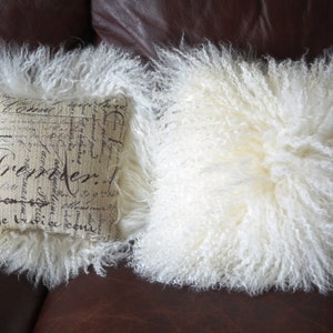 Mongolian Lamb Fur Pillows Pair of 10 image 1