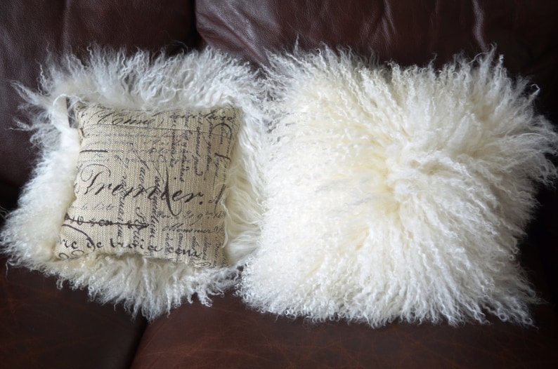 Mongolian Lamb Fur Pillows Pair of 10 image 1