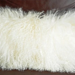 14 x 30 Mongolian Lamb  Modern Contemporary Decorative Fur Pillow