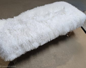 Mongolian Fur Bench, Lucite Acrylic Stool, Accent furniture