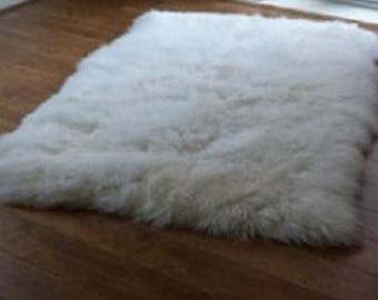 Mongolian Lamb Fur Natural white Rug and runners
