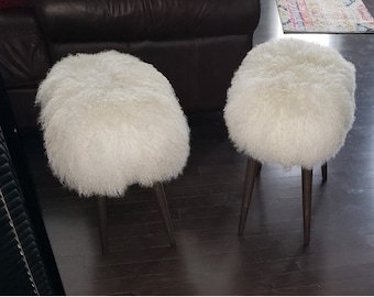 Mongolian Lamb Stool Ottoman