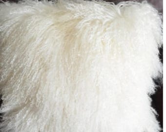 Mongolian Sheepskin Fur Pillow  sizes 20x20 up to 26x26