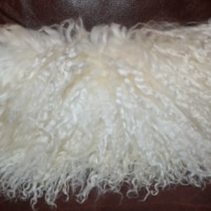 Fur Pillow Mongolian lamb pillow Natural White perfect gift housewarming image 1