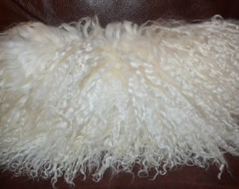 Fur Pillow Mongolian lamb pillow Natural White perfect gift housewarming