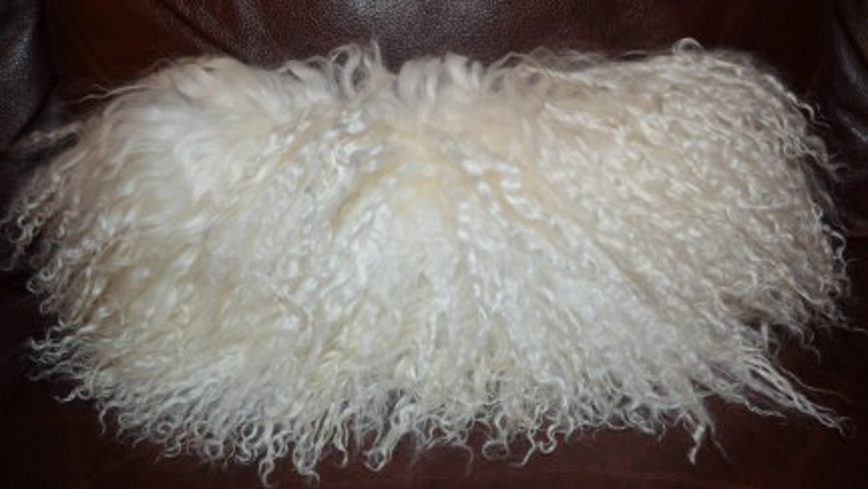 Fur Pillow Mongolian lamb pillow Natural White perfect gift housewarming image 1