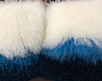 Mongolian Fur Pillow Ombre perfect gift