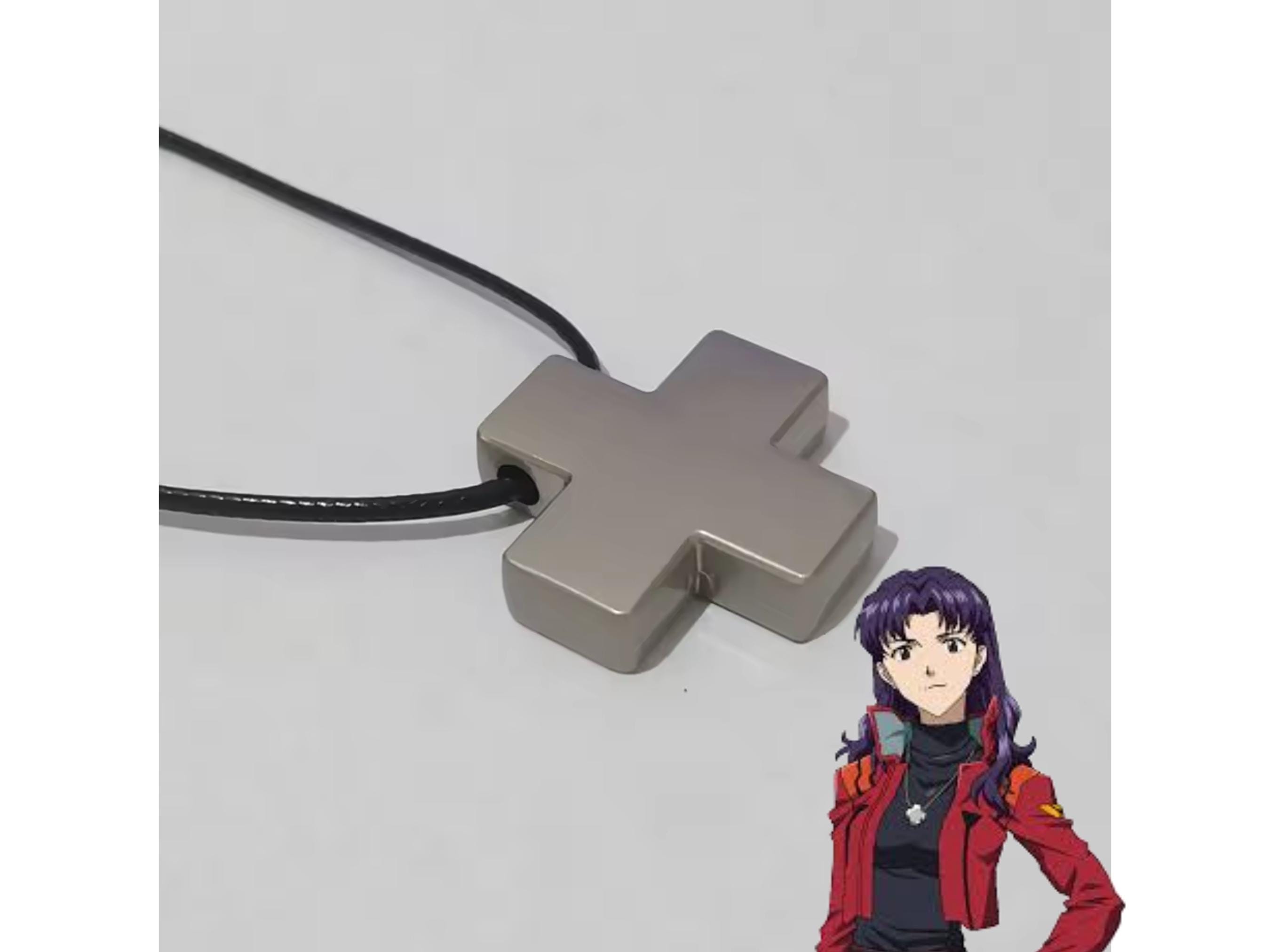 Anime EVA Necklace, Katsuragi Misato Necklace, Metal Cross Pendant