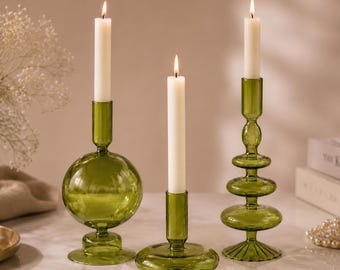 Buntglas Kerzenständer Set (3 Stück) | Kerzenständer | Desktop Home Decor |Glas Kerzenhalter |Glasvase |Multifunktionaler Glas Kerzenhalter