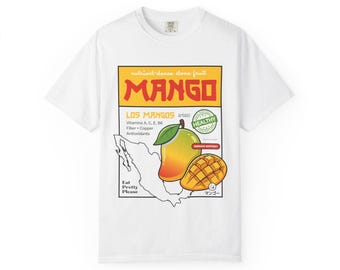 Mango Fruit Label T-shirt | Tropical Produce Illustration