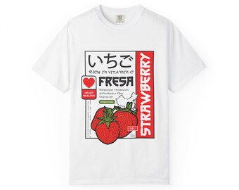 Strawberry Japanese Label T-shirt | Fresa Fruit Graphic Tee