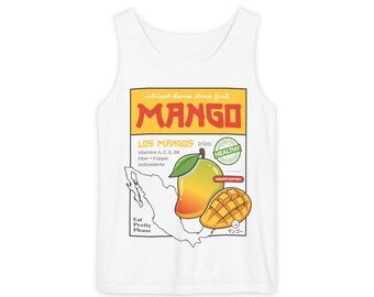 Mango Label Illustration Tank Top | Tropical Fruit Graphic Tank