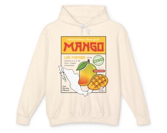 Mango Label Graphic Hoodie | Fruit Illustration, Mexico Map