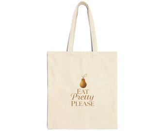 Eat Pretty Please pear illustration Tote Bag | minimalist fruit design