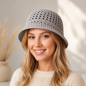 Crochet Bucket Hat Pattern, Beginner-Friendly Summer Sun Hat Tutorial (PDF Download)