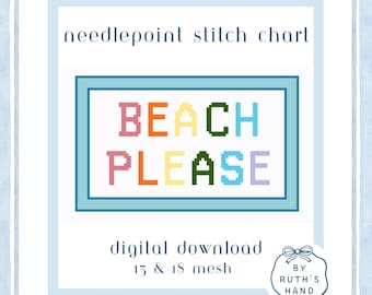 Patrones de punto de aguja "Beach Please" - Patrón digital instantáneo en PDF – Malla 13 y malla 18