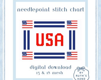 Tableaux américains avec broderie - Patron numérique instantané PDF - 13 et 18 mailles