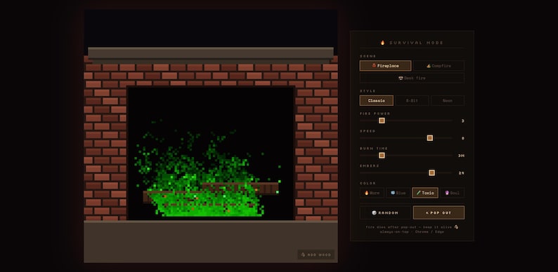 Pixel Art Fireplace Widget | Animated Fire, 8-bit Neon Ambiance ...