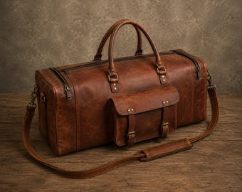 Torba podróżna ze skóry vintage – duża torba podróżna na weekend dla mężczyzn i kobiet