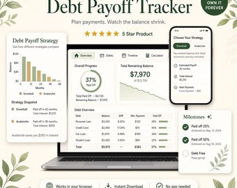 Debt Payoff Tracker Interactive Debt Snowball Payoff Planner Avalanche Calculator Budget Dashboard Browser Tool No App Needed