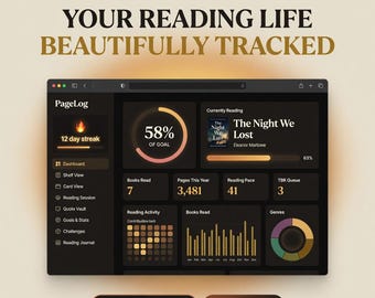 Book Tracker Interactive Reading Log Digital Book Journal Auto Stats Charts Browser Tool Bookshelf Organizer No App No Subscription