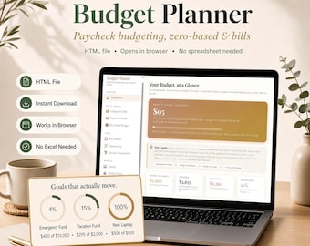 Budget Planner Interactive Paycheck Expense Tracker Budgeting Zero Based Budget Bill Tracker Savings Goal Investment Planner Digital