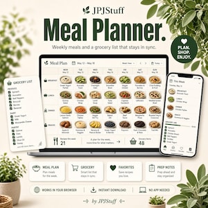Pianificatore settimanale interattivo dei pasti, organizzatore della spesa, pianificatore della preparazione dei pasti, tracker nutrizionale delle ricette, strumento di navigazione. Non è necessaria alcuna app.