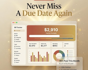 Bill Tracker Interactive Monthly Bill Organizer Due Date Reminder App Payment Log Recurring Bills Calendar Browser Tool No Subscription