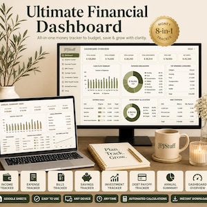 Ultimate Personal Finance Dashboard HTML Budget Planner Expense Tracker Savings Goal Debt Payoff Net Worth Interactive Bill Tracker No App