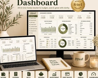 Ultimate Personal Finance Dashboard HTML Budget Planner Expense Tracker Savings Goal Debt Payoff Net Worth Interactive Bill Tracker No App