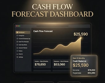 Cash Flow Forecast Template Interactive Dashboard Small Business Budget Planner Cashflow Projection Tool No App Needed Financial Planning