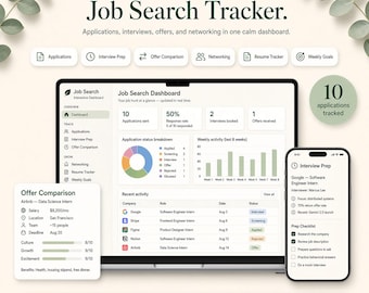 Job Application Tracker Interactive Job Search Dashboard Career Tracker Interview Log Browser Tool No App Needed