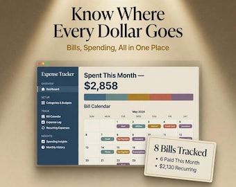 Expense Tracker Interactive Spending Log Bill Tracker Budget Planner Recurring Bills Money Management Digital No App No Subscription Browser