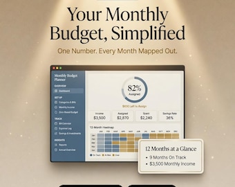 Monthly Budget Planner Interactive Budgeting Tool Bill Tracker Savings Goal Investment Planner Annual Overview Digital No App Subscription