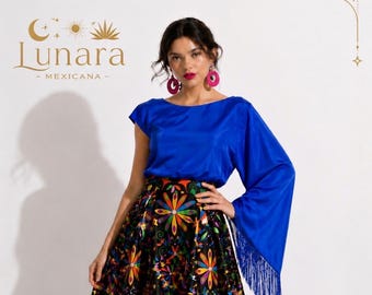 Blusa mexicana de rebozo / Top bohemio mexicano / Moda inspirada en la artesanía