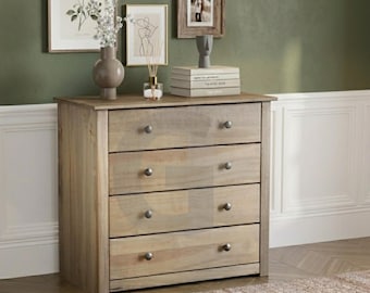 Solid Pine Chest of 4 Drawers Bedroom Storage Furniture