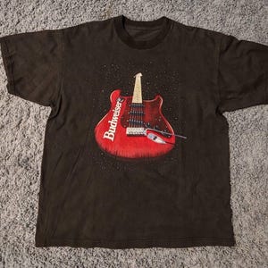 1997 Rolling Stones Budweiser gitarrturné T-shirt, Quebec City-specifik, blekt svart XL